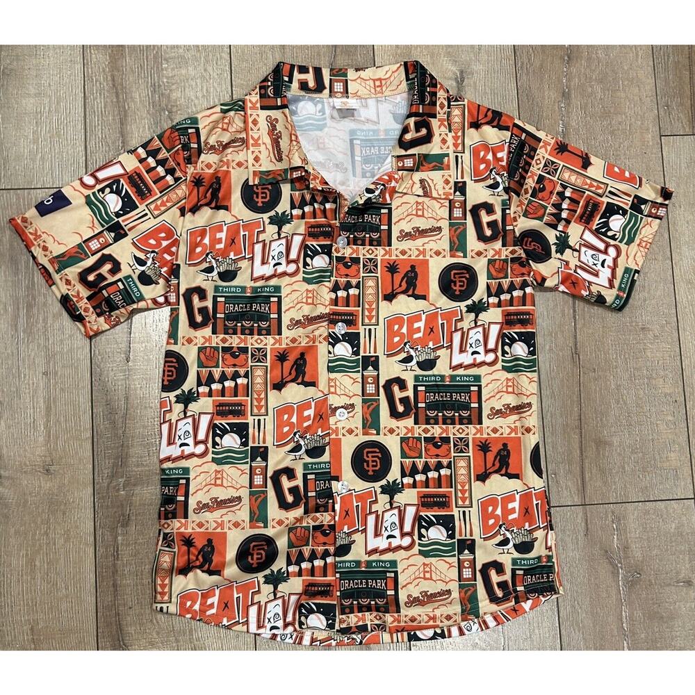 MLB San Francisco Giants 2024 "BEAT LA" SF HAWAIIAN BUTTON DOWN SHIRT Medium